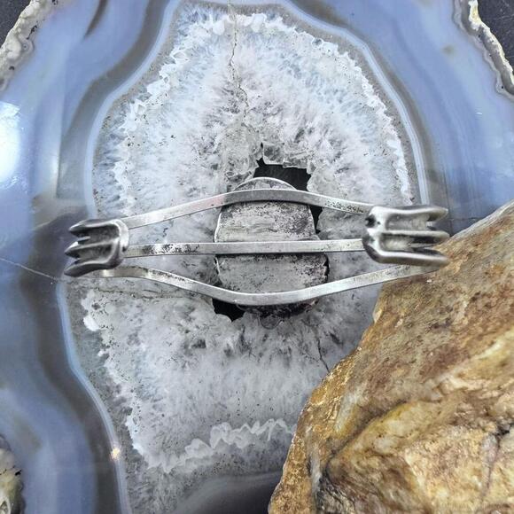 Vintage Native American Silver Turquoise Decorated Bracelet For Women - Picture 7 of 10